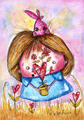 Coeur de fleurs et petits amis mignons